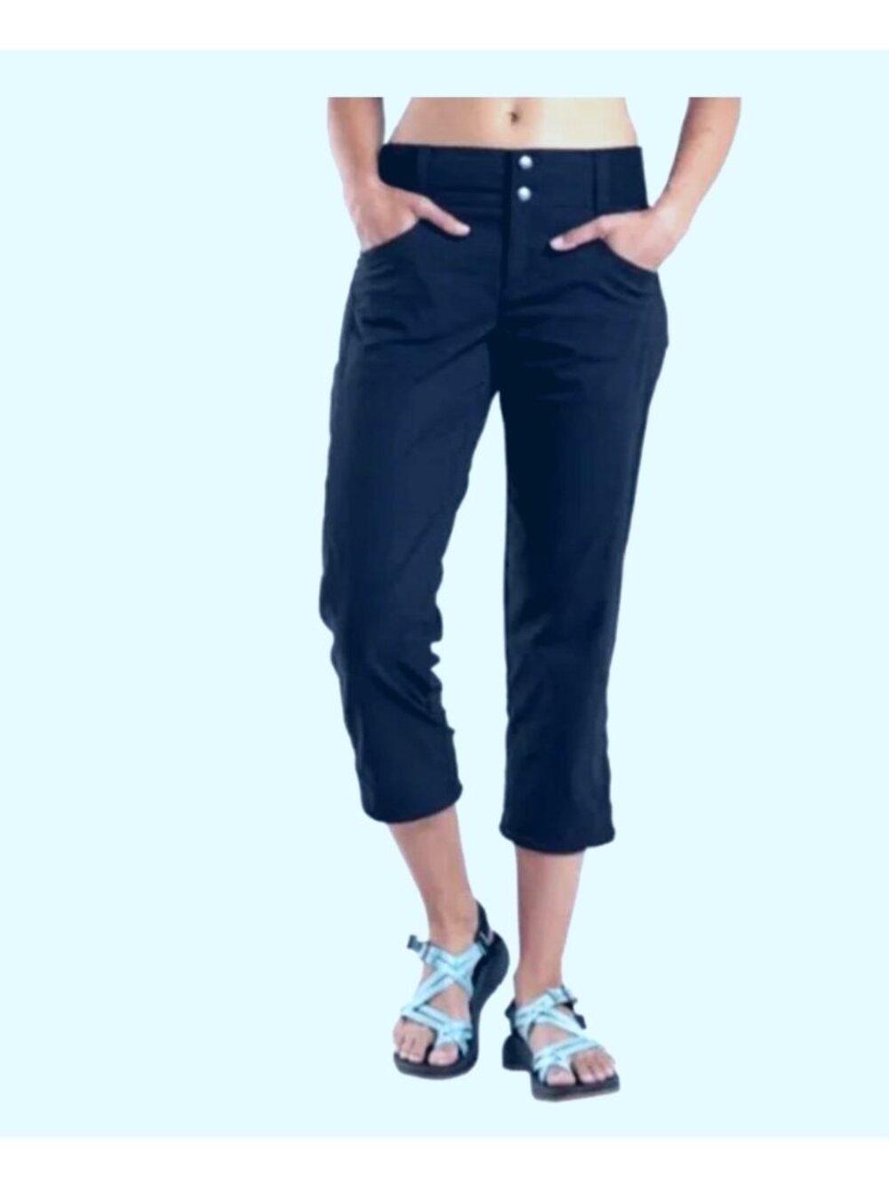 Title Nine Women Navy Blue Clamber Capri Pants Hiking Nylon W's 14